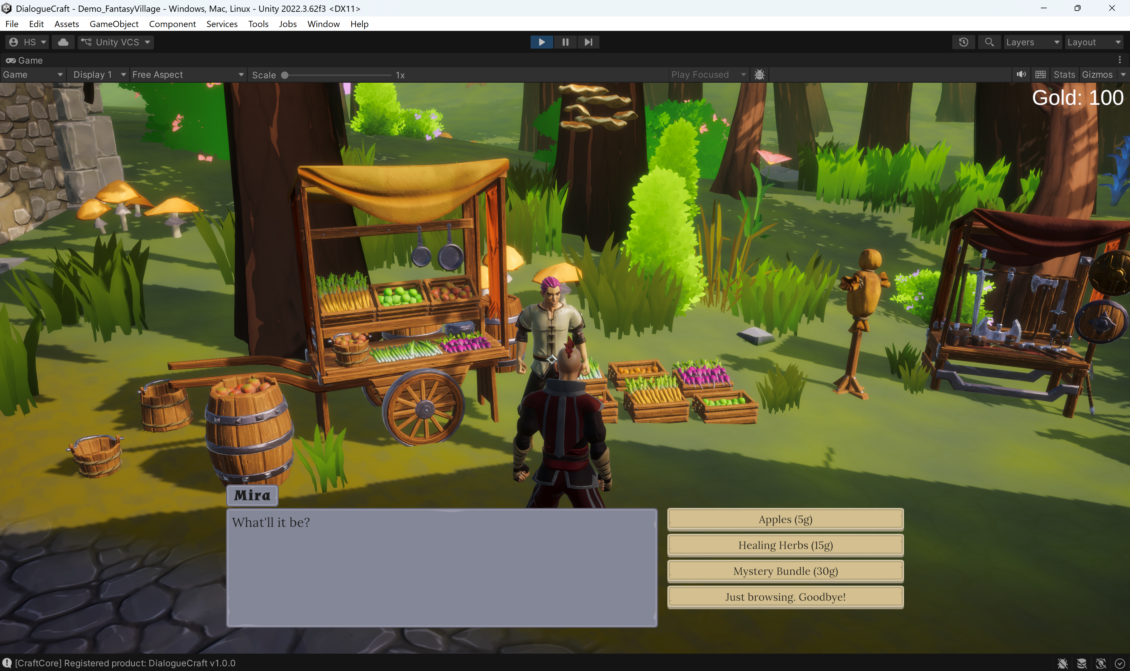 Dialogue UI running at runtime