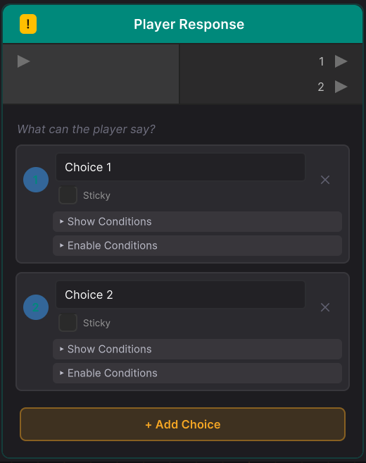 Choice node with options