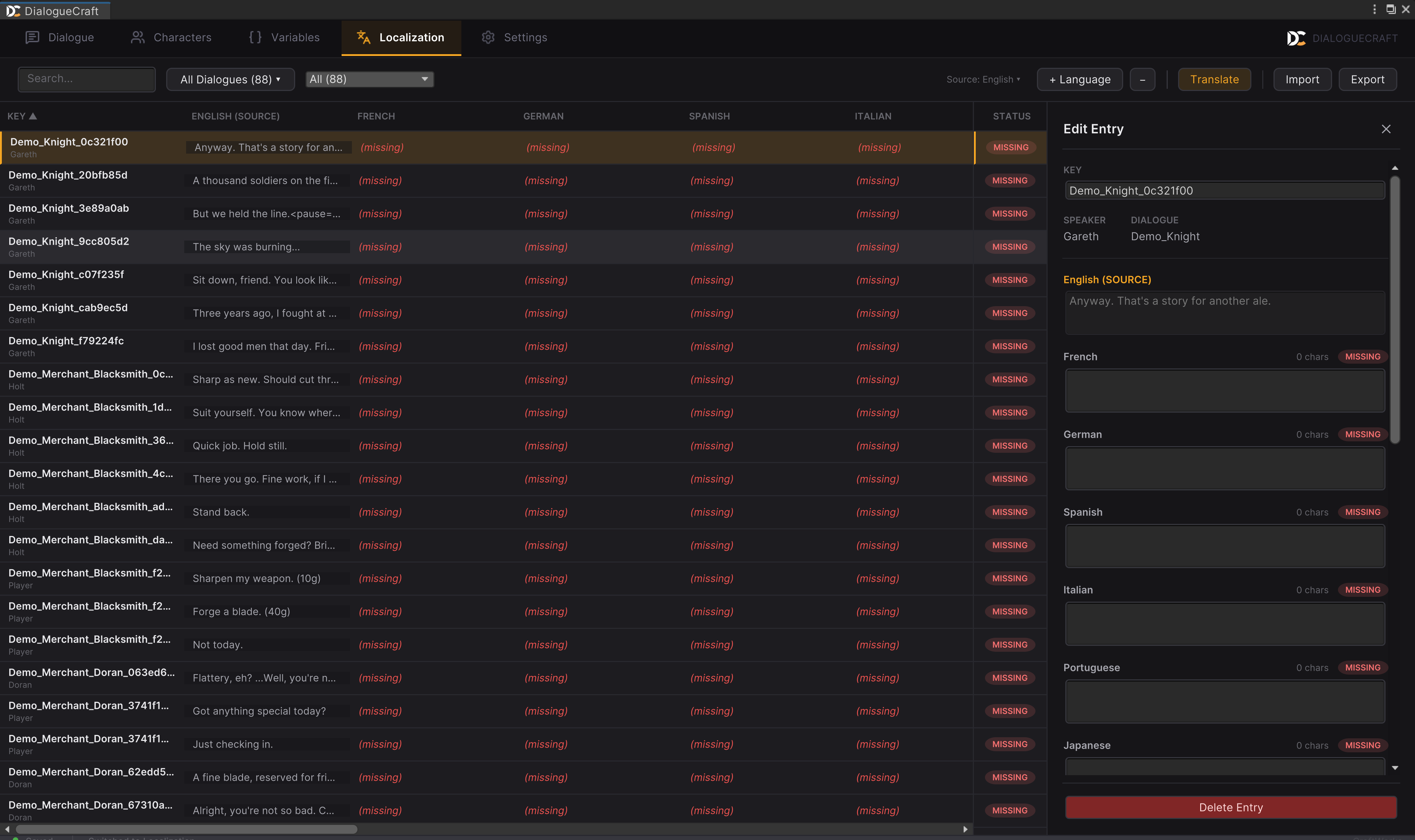 Localization Database with multiple languages