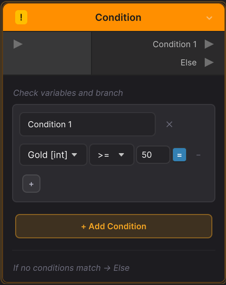 Branch node with conditions