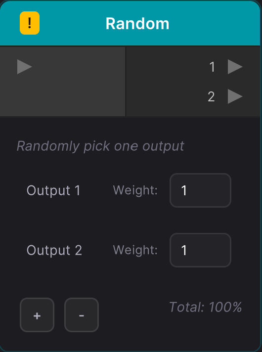 Random node with weighted outputs