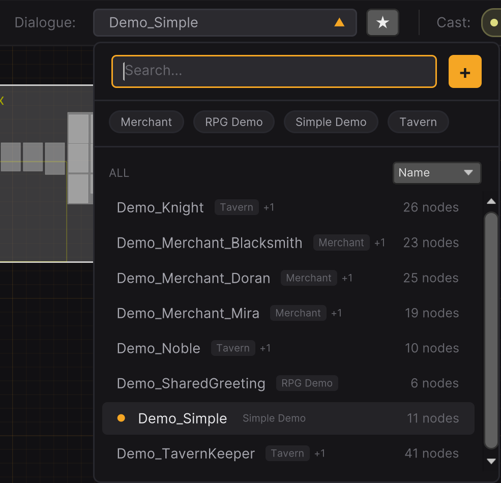Project search panel with results